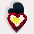 75 Red & White Roses Heart Box